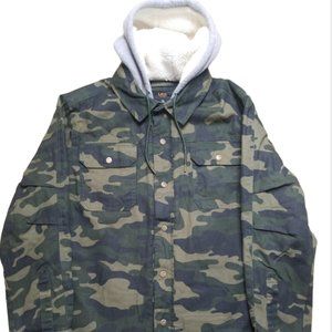 NEW Men's LEE Sherpa-Lined, Hooded Jacket, Durable Heavy Cotton, Camo, Sz M
